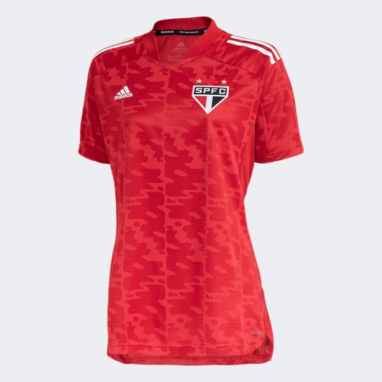 Camisa São Paulo Pré-Jogo 21/22 Adidas Feminina - Vermelho+Branco Menor preço em Camisa São Paulo Pré-Jogo 21/22 Adidas Feminina - Vermelho+Branco