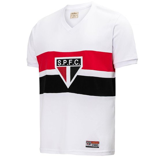 Camisa São Paulo Retrô 1980 Masculina - Branco Menor preço em Camisa São Paulo Retrô 1980 Masculina - Branco