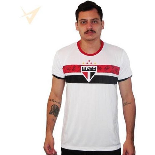Camisa São Paulo Stencil Spfc - Masculina Licenciada - Branco Menor preço em Camisa São Paulo Stencil Spfc - Masculina Licenciada - Branco