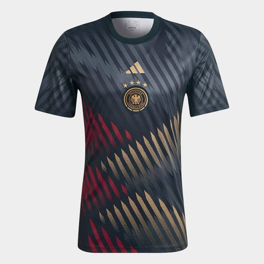Camisa Seleção Alemanha Pré-jogo 22/23 Adidas Masculina - Preto+Cinza Menor preço em Camisa Seleção Alemanha Pré-jogo 22/23 Adidas Masculina - Preto+Cinza