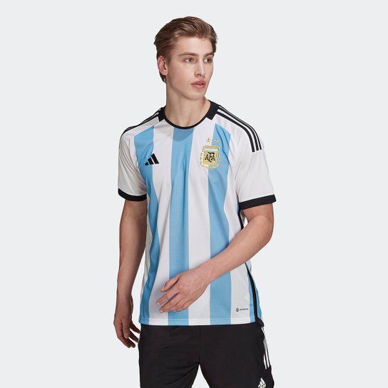 Camisa Seleção Argentina Home 22/23 s/nº Jogador Adidas Masculina - Branco+Azul Menor preço em Camisa Seleção Argentina Home 22/23 s/nº Jogador Adidas Masculina - Branco+Azul