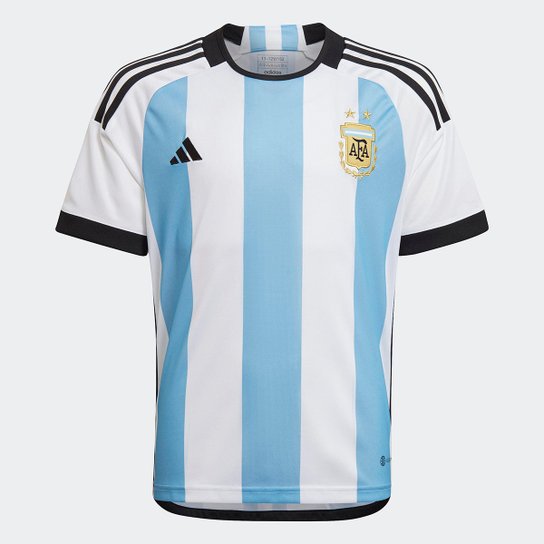 Camisa Seleção Argentina Infantil Home 22/23 s/nº Torcedor Adidas - Branco+Azul Menor preço em Camisa Seleção Argentina Infantil Home 22/23 s/nº Torcedor Adidas - Branco+Azul