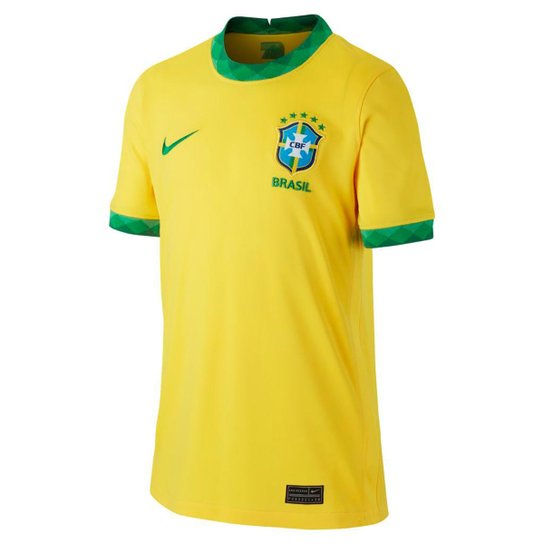 Camisa Seleção Brasil Juvenil I 20/21 s/n° Torcedor Nike - Amarelo+Verde Menor preço em Camisa Seleção Brasil Juvenil I 20/21 s/n° Torcedor Nike - Amarelo+Verde
