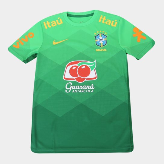 Camisa Seleção Brasil Juvenil Pré Jogo 20/21 Nike - Verde+Amarelo Menor preço em Camisa Seleção Brasil Juvenil Pré Jogo 20/21 Nike - Verde+Amarelo