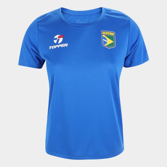Camisa Seleção Brasil Topper Combate II Feminina - Azul Menor preço em Camisa Seleção Brasil Topper Combate II Feminina - Azul