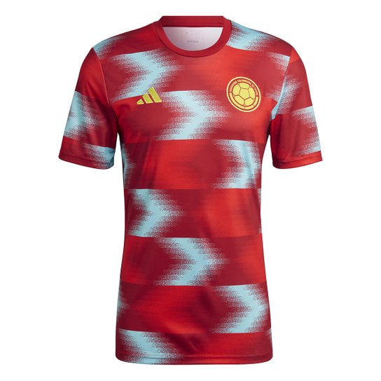 Camisa Seleção Colômbia Pré-jogo 22/23 Adidas Masculina - Colorido é ruim? Camisa Seleção Colômbia Pré-jogo 22/23 Adidas Masculina - Colorido é boa?