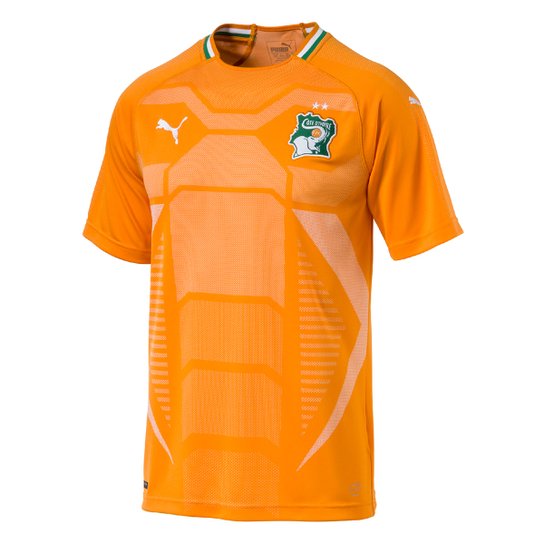 Camisa Seleção Costa do Marfim Home 2018 s/n° - Torcedor Puma Masculina - Laranja Menor preço em Camisa Seleção Costa do Marfim Home 2018 s/n° - Torcedor Puma Masculina - Laranja