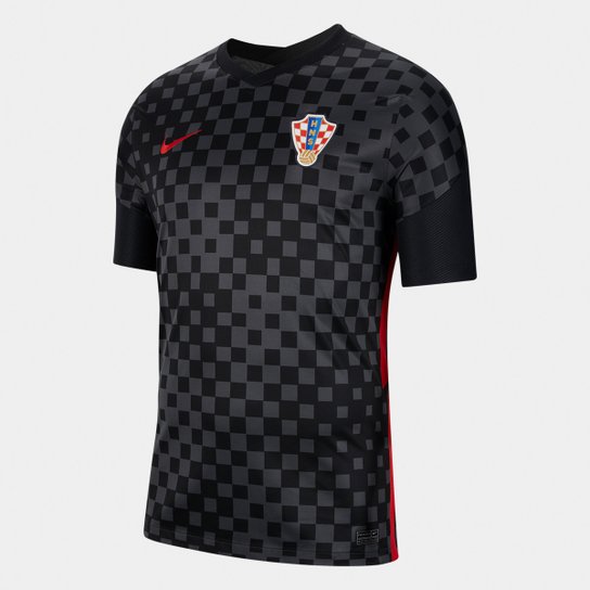 Camisa Seleção Croácia Away 20/21 s/n° Torcedor Nike Masculina - Preto e Vermelho Menor preço em Camisa Seleção Croácia Away 20/21 s/n° Torcedor Nike Masculina - Preto e Vermelho