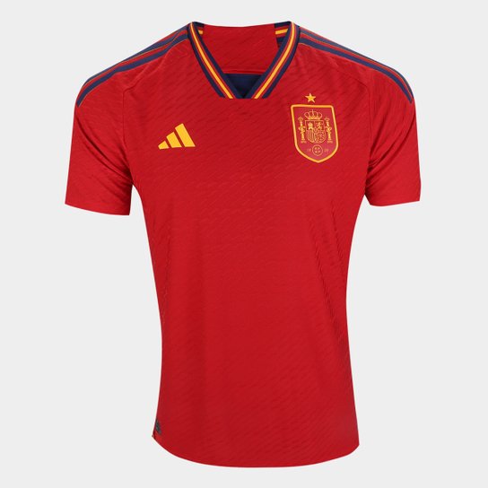 Camisa Seleção Espanha Home 22/23 s/n° Jogador Authentic Adidas Masculina - Vermelho+Amarelo Menor preço em Camisa Seleção Espanha Home 22/23 s/n° Jogador Authentic Adidas Masculina - Vermelho+Amarelo