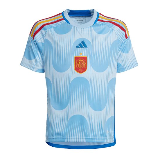 Camisa Seleção Espanha Infantil Away 22/23 s/n° Torcedor Adidas Masculina - Azul Menor preço em Camisa Seleção Espanha Infantil Away 22/23 s/n° Torcedor Adidas Masculina - Azul