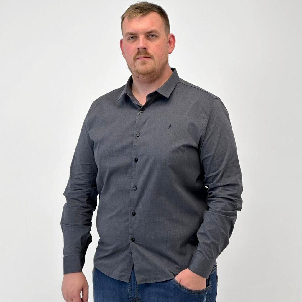 Camisa Sibra Manga Longa Slim Plus Size Masculina