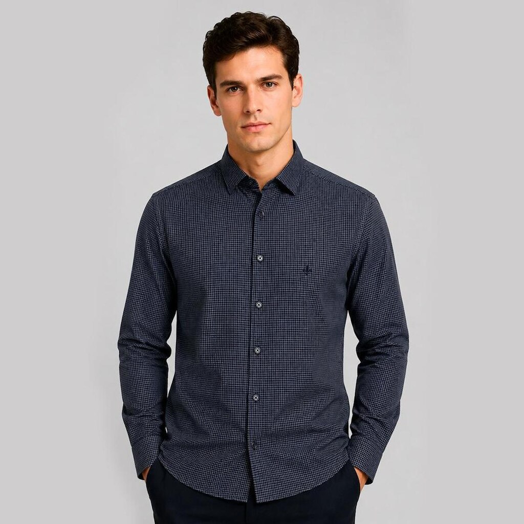 Camisa Slim Dudalina Maquinetada Masculino