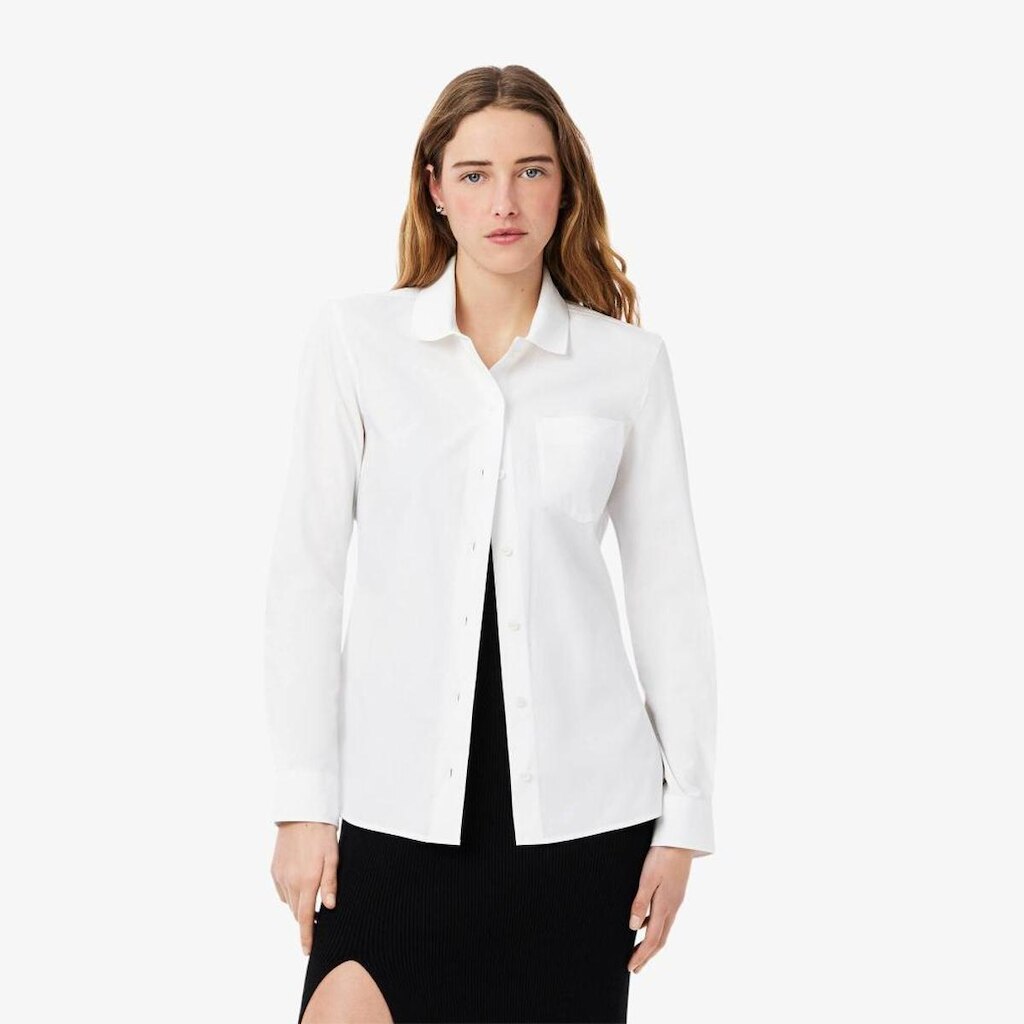 Camisa Slim Fit Em Popeline Stretch Lacoste Feminina