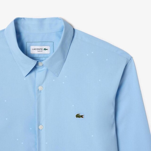 Camisa Slim Fit Em Popeline Stretch Lacoste Masculina