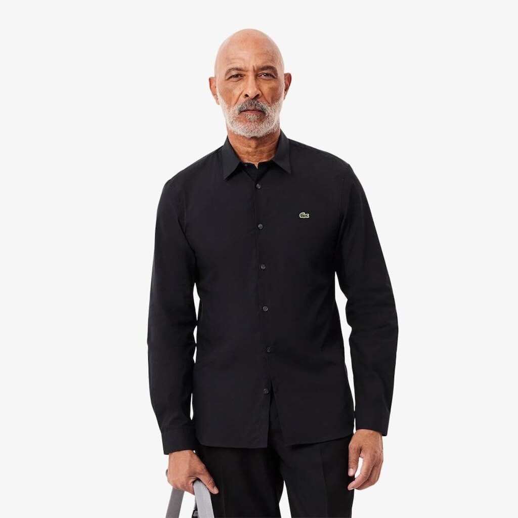 Camisa Slim Fit Em Popeline Stretch Lacoste Masculina