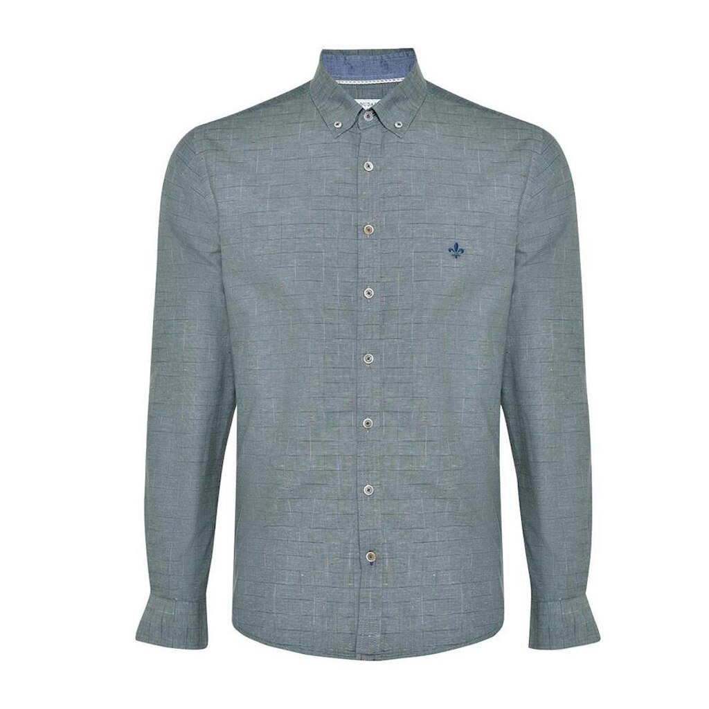 Camisa Slim Masculina Dudalina Space Dye Verde Médio