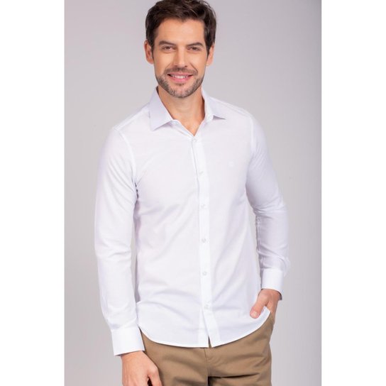 Camisa Social Camisaria Vitta Manga Longa Masculina - Branco Menor preço em Camisa Social Camisaria Vitta Manga Longa Masculina - Branco