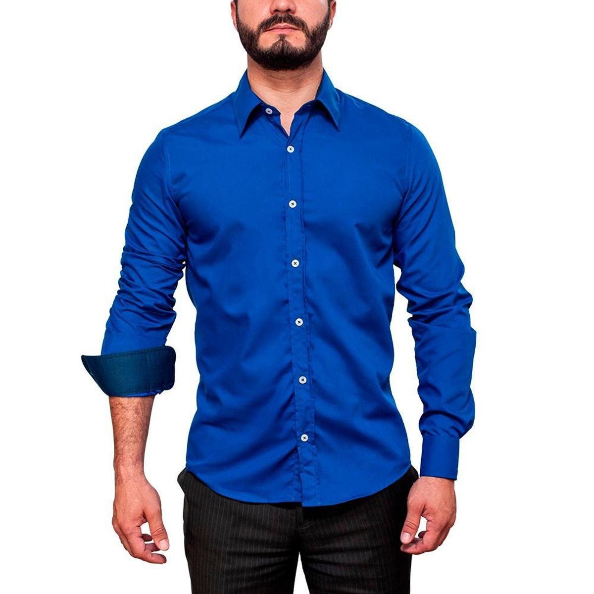 Camisa Social em Algodão e Microfibra Slim Fit Menor preço em Camisa Social em Algodão e Microfibra Slim Fit