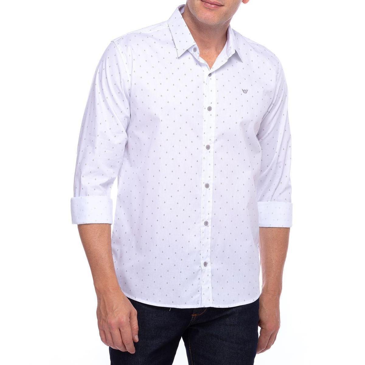 Camisa Social Masculina Branca Estampada - 5 - Branco | Netshoes