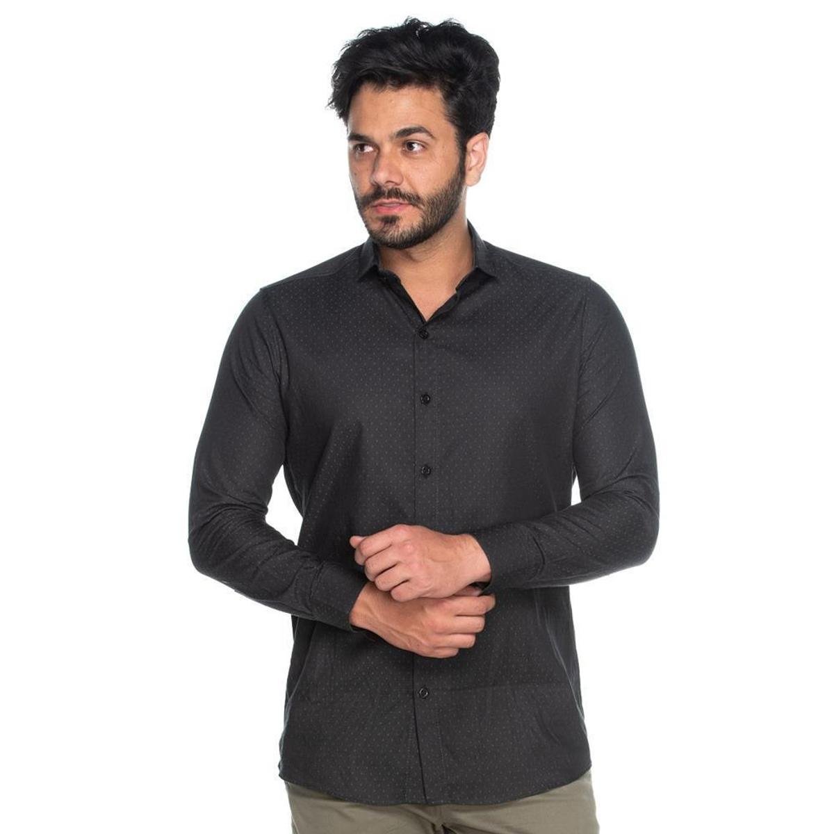Menor preço em Camisa Social Masculina Manga Longa Algodão Clássica Botões