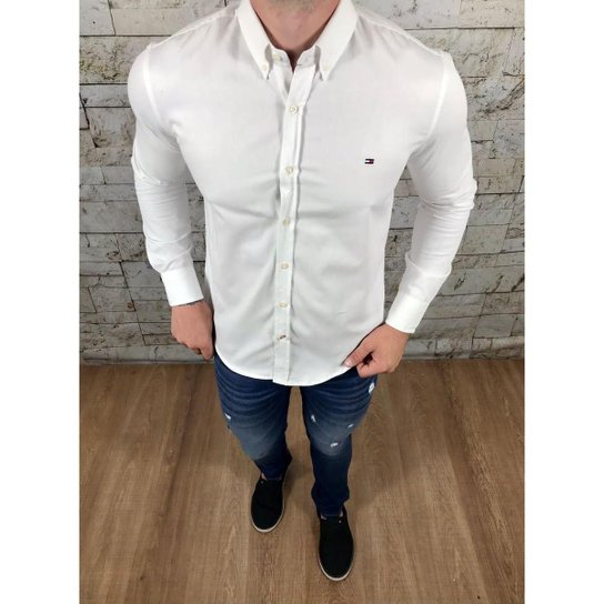 Camisa Social Masculina Manga Longa Regular Fit 100% Algodão TH - - Branco Menor preço em Camisa Social Masculina Manga Longa Regular Fit 100% Algodão TH - - Branco