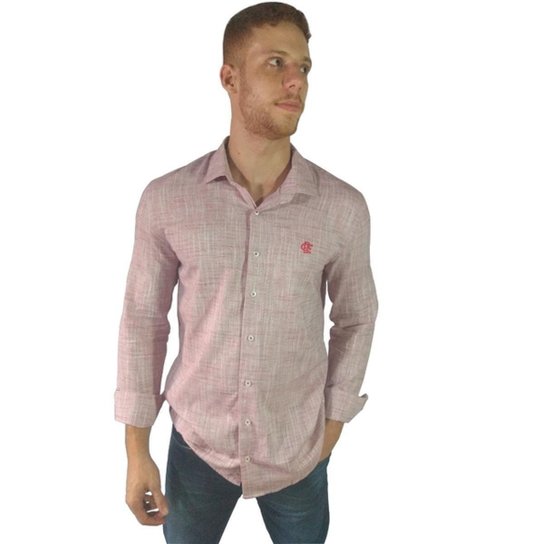 Camisa Social Oficial Flamengo Hat Trick Licenciado Masculina - Vermelho Menor preço em Camisa Social Oficial Flamengo Hat Trick Licenciado Masculina - Vermelho