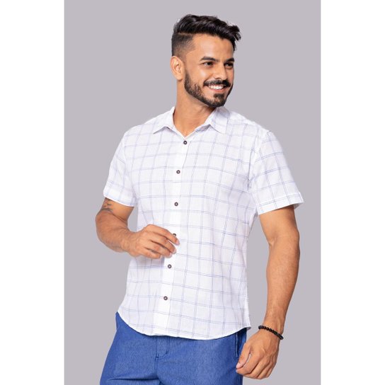 Camisa Social Xadrez Branca Lisa Slim Manga Curta 100% Algodão Linha Premium Hilios - Branco é ruim? Camisa Social Xadrez Branca Lisa Slim Manga Curta 100% Algodão Linha Premium Hilios - Branco é boa?