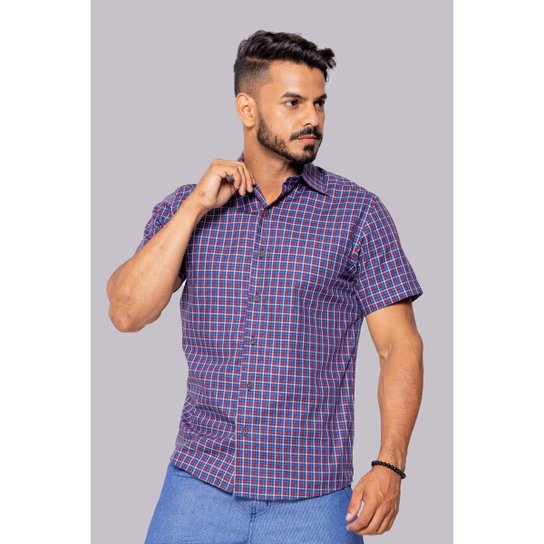Camisa Social Xadrez e Vermelho Slim Manga Curta 100% Algodão Linha Premium Hilios - Azul é ruim? Camisa Social Xadrez e Vermelho Slim Manga Curta 100% Algodão Linha Premium Hilios - Azul é boa?