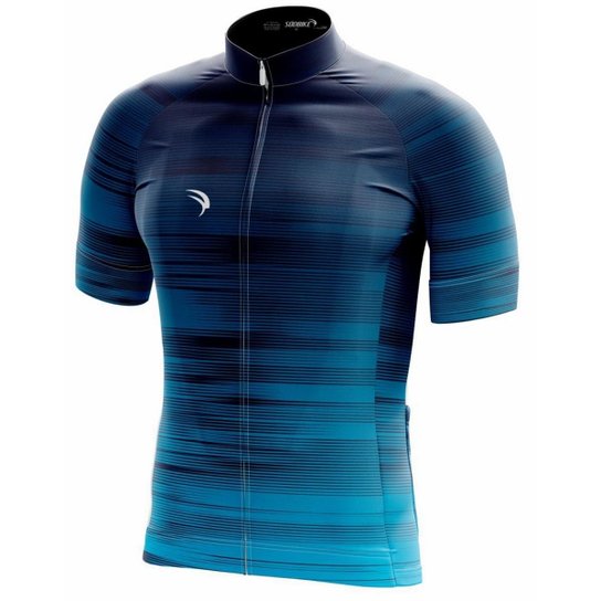 Camisa Sódbike Ciclismo 025 Masculina - Marinho+Azul Menor preço em Camisa Sódbike Ciclismo 025 Masculina - Marinho+Azul