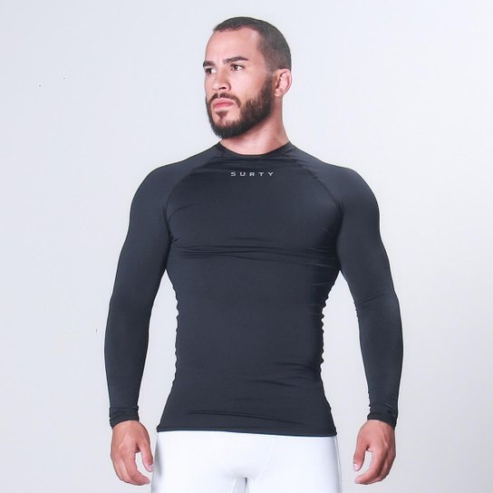 Camisa Termica Compressão Masculina Manga Longa Reflect Surty - Preto Menor preço em Camisa Termica Compressão Masculina Manga Longa Reflect Surty - Preto