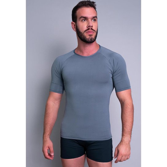 Camisa Térmica Manga Curta Segunda Pele MVB Modas Masculina - Cinza Menor preço em Camisa Térmica Manga Curta Segunda Pele MVB Modas Masculina - Cinza
