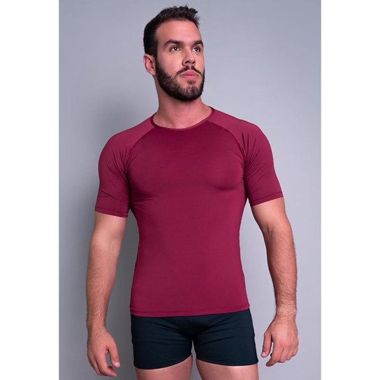 Camisa Térmica Manga Curta Segunda Pele MVB Modas Masculina - Vinho Menor preço em Camisa Térmica Manga Curta Segunda Pele MVB Modas Masculina - Vinho