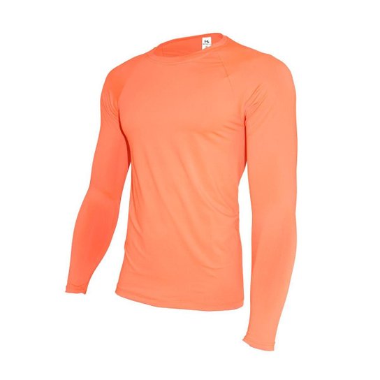 Camisa Térmica Manga Longa em Poliéster C/ Elastano Proteção UV - Laranja Menor preço em Camisa Térmica Manga Longa em Poliéster C/ Elastano Proteção UV - Laranja