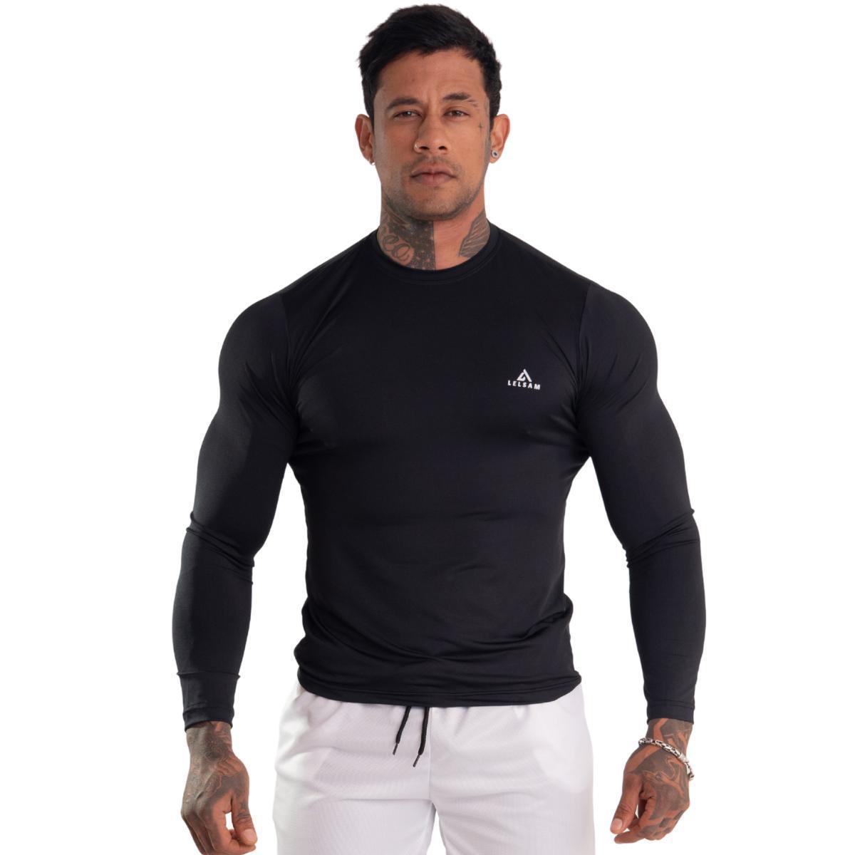 Camisa Térmica Masculina Manga Longa Ideal Para Corrida Academia E Proteção UV