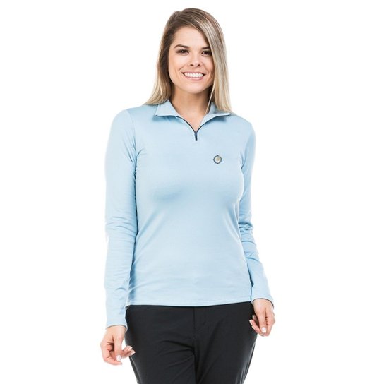 Camisa Térmica para Frio com Gola Alta Extreme UV - Azul Claro