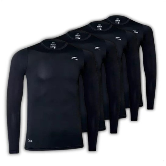 Camisa Térmica Penalty Matis Manga Longa - Kit Com 4 - Preto Menor preço em Camisa Térmica Penalty Matis Manga Longa - Kit Com 4 - Preto