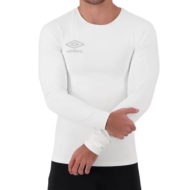 Camisa Térmica Umbro Diamond Basic Masculina - Branco Menor preço em Camisa Térmica Umbro Diamond Basic Masculina - Branco