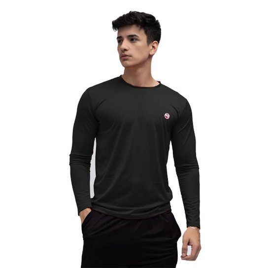 Camisa Térmica Uv 50+ Segunda Pele Camiseta Proteção Solar - Preto Menor preço em Camisa Térmica Uv 50+ Segunda Pele Camiseta Proteção Solar - Preto