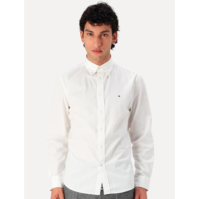 Camisa Tommy Hilfiger Masculina Regular Core Flex Poplin Branca