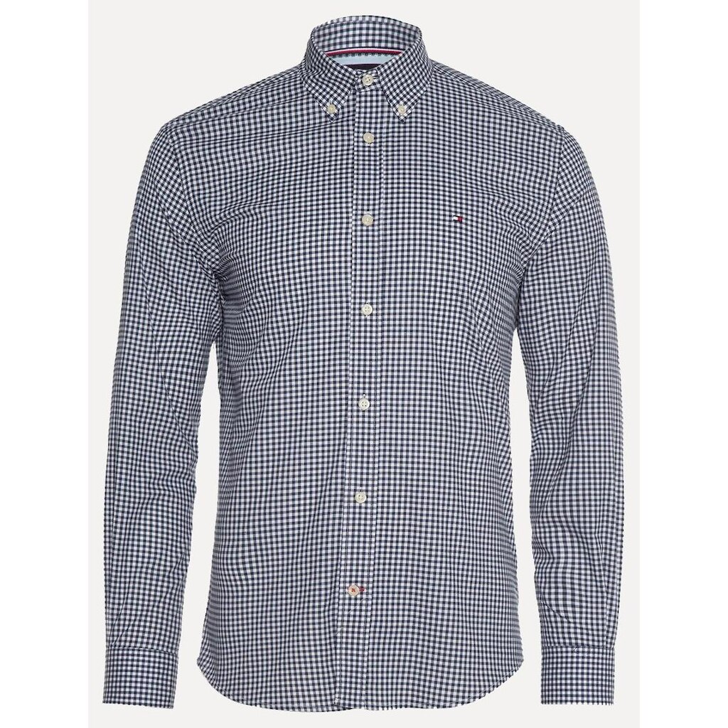 Camisa Tommy Hilfiger Masculina Xadrez Gingham Branca/Marinho