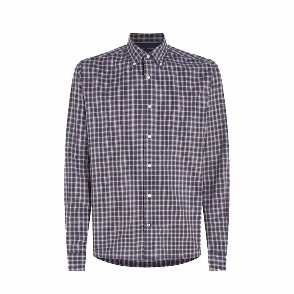 Camisa Tommy Hilfiger Soft Micro Tartan Shirt Azul/Vermelho