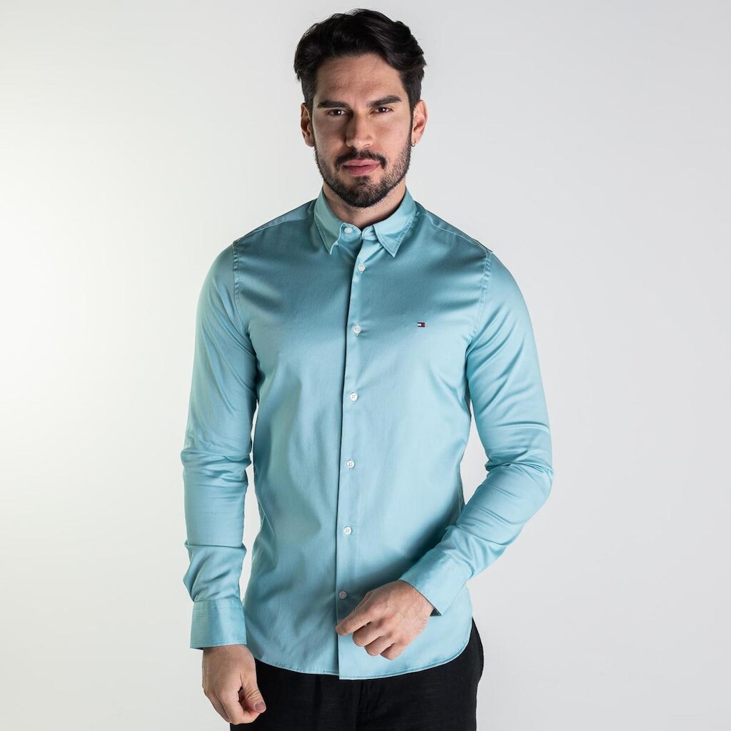Camisa Tommy Hilfiger Th Flex Slim Verde Capri