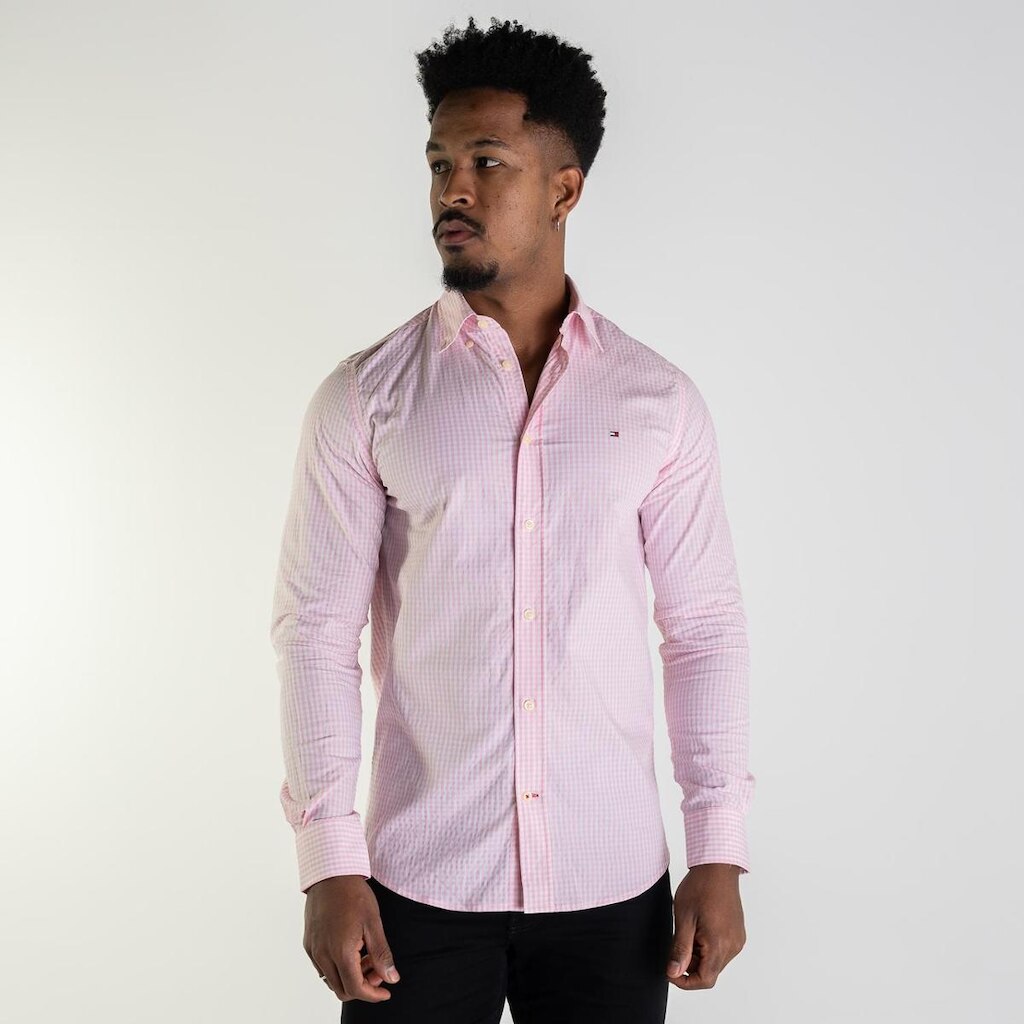 Camisa Tommy Hilfiger Xadrez Regular Fit Rosa