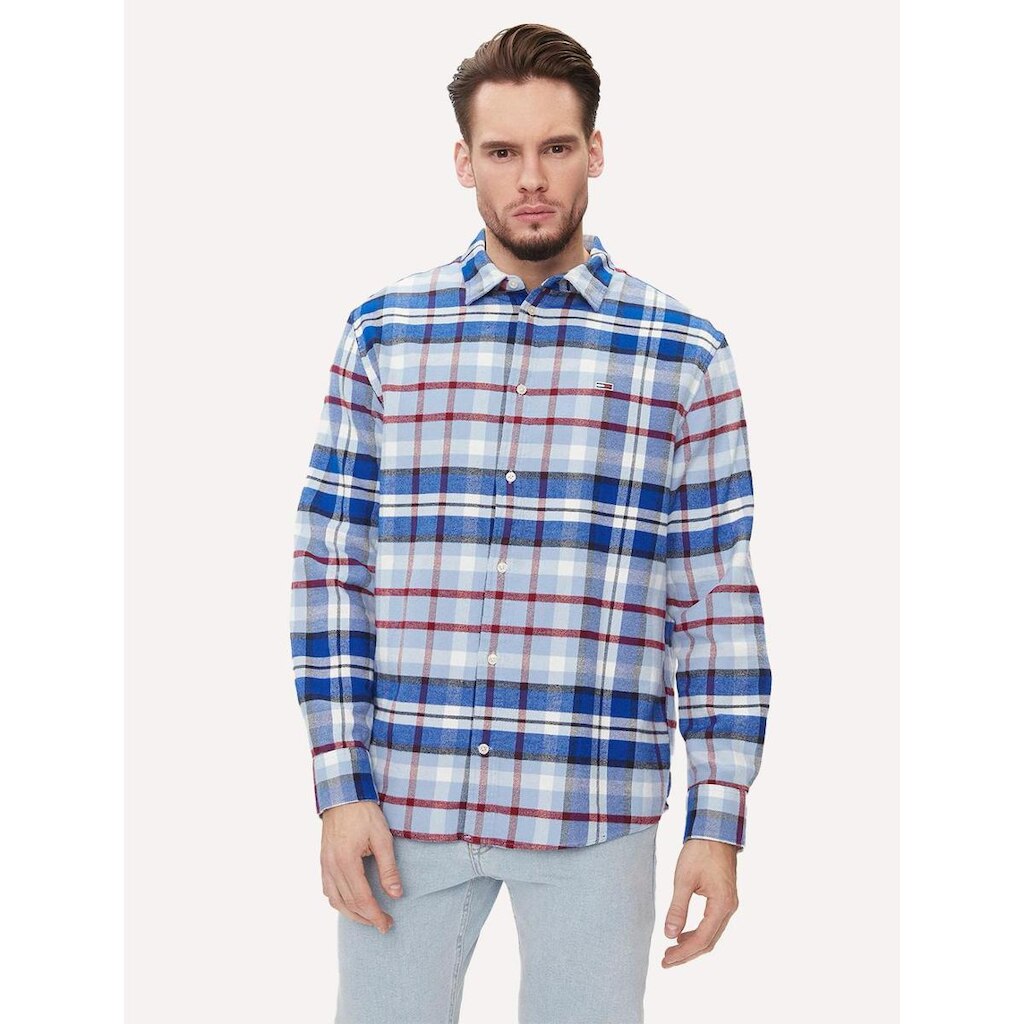 Camisa Tommy Jeans Masculina Regular Xadrez Essential Check Azul