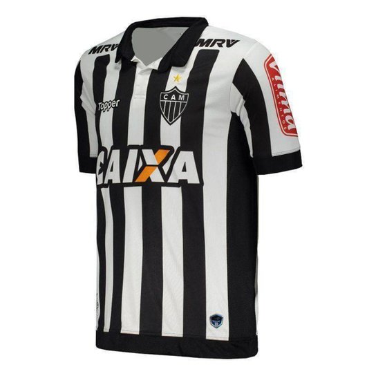 Camisa Topper Atlético Mineiro 1 2017 S/N - Preto+Branco Menor preço em Camisa Topper Atlético Mineiro 1 2017 S/N - Preto+Branco