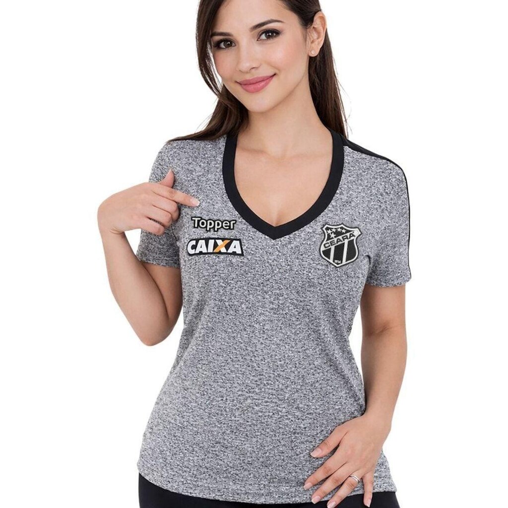 Camisa Topper Ceará Concentração 2018 Feminina - Cinza Claro GG
