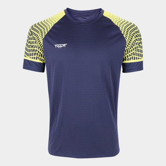 Camisa Topper Graphic Ultra Masculina - Marinho+Amarelo Menor preço em Camisa Topper Graphic Ultra Masculina - Marinho+Amarelo
