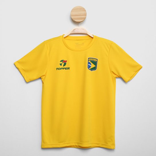Camisa Topper Seleção Brasil Infanto-Juvenil Masculina - Amarelo Menor preço em Camisa Topper Seleção Brasil Infanto-Juvenil Masculina - Amarelo