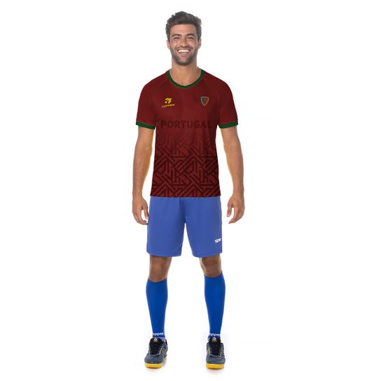 Camisa Topper Seleção Portugal Masculina - Bordô Menor preço em Camisa Topper Seleção Portugal Masculina - Bordô