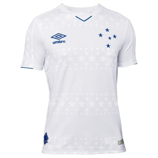 Camisa Umbro Cruzeiro II 2019 Masculina - Branco+Azul Menor preço em Camisa Umbro Cruzeiro II 2019 Masculina - Branco+Azul